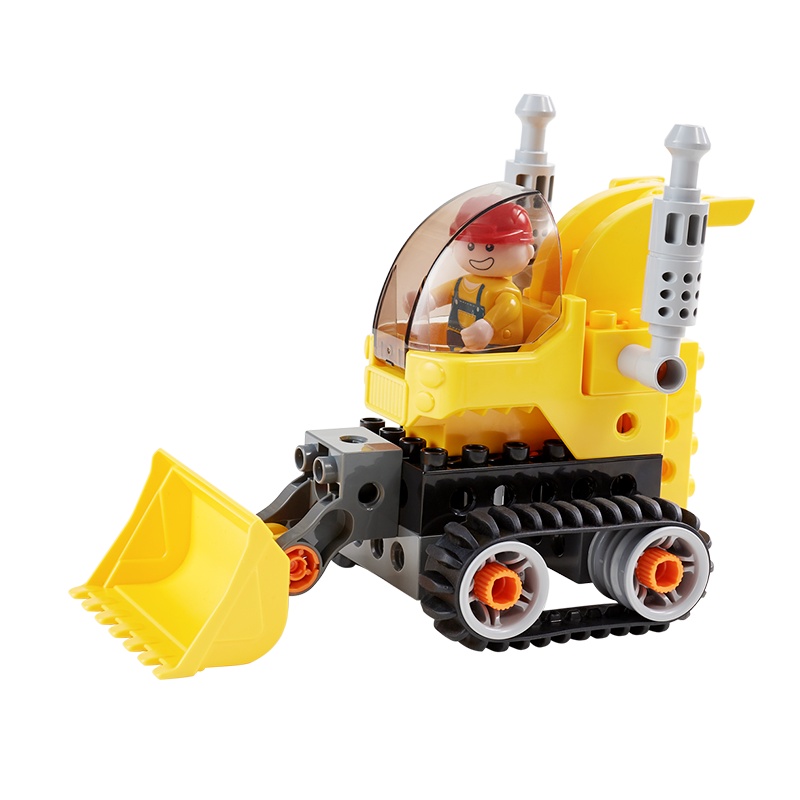 babycare儿童拼插积木益智 大颗粒挖掘机汽车模型拼装宝宝智力玩具推土机