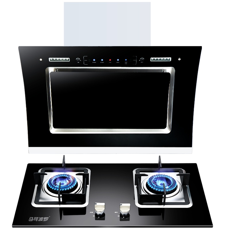 马可波罗 侧吸式烟灶套装体感大吸力抽油烟机燃气灶4.5KW一级能效猛火双灶具天燃气200-01+A3(340)