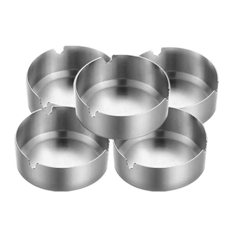 封后不锈钢烟灰缸创意家用金色玫瑰金网吧酒店客厅卧室防摔加厚烟灰缸 银色5只装8CM普通款摆件