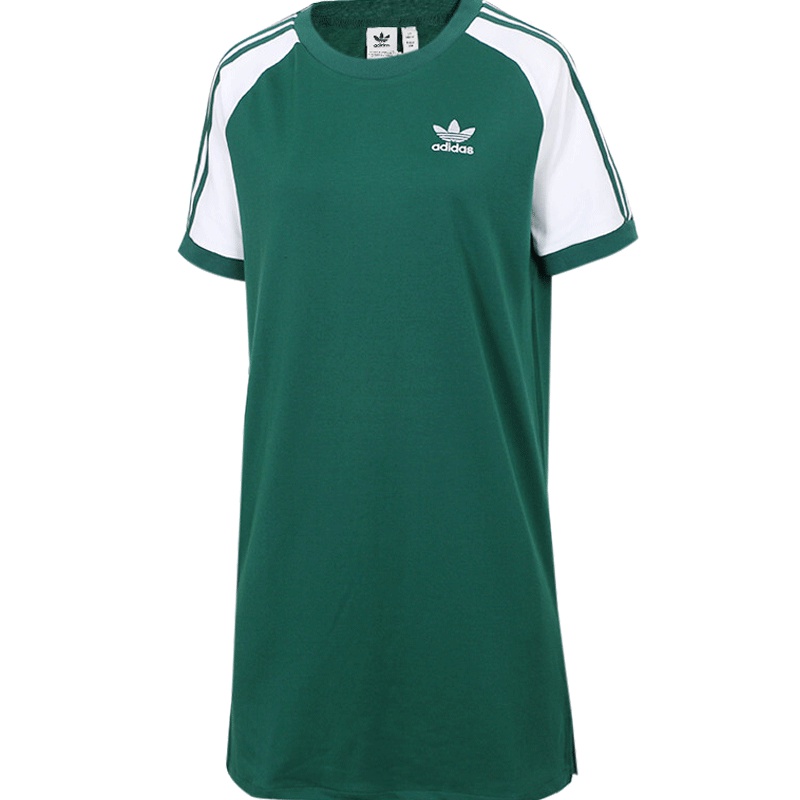ADIDAS阿迪达斯三叶夏季女子中长款短袖T恤裙子CE4963