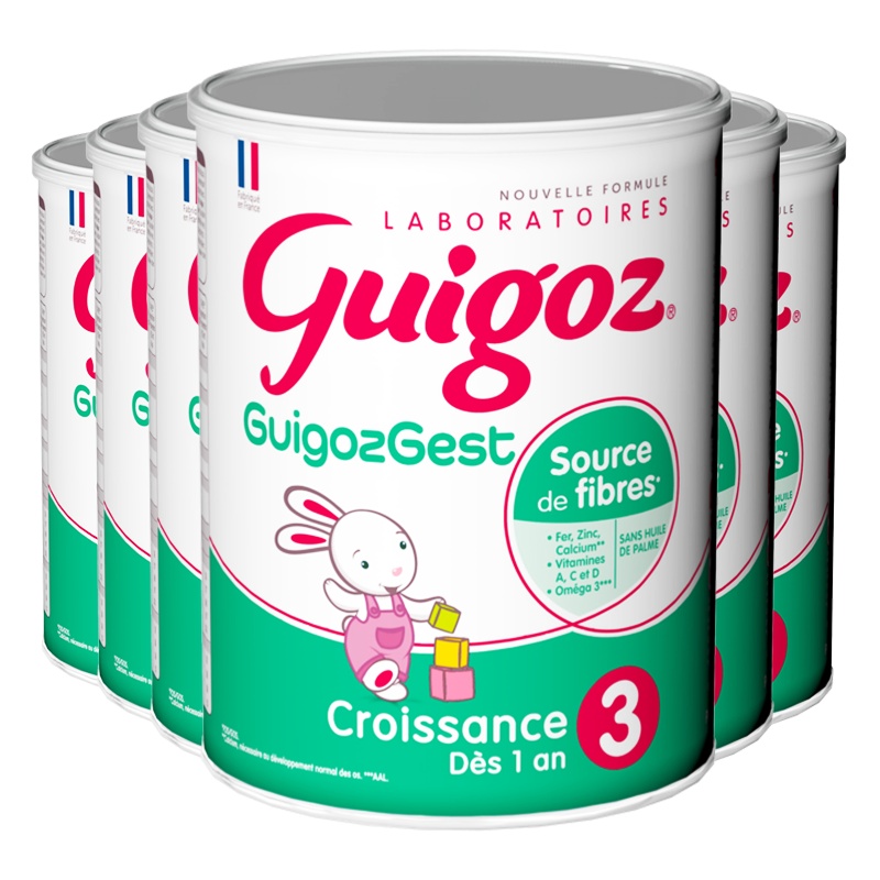 法国进口 古戈氏Guigoz 助消化3段奶粉  调理肠胃 小乖兔绿罐1-3岁800g*6罐装
