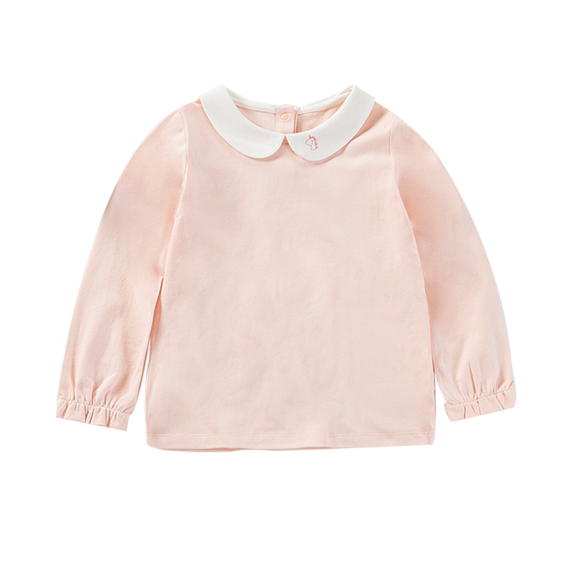 拉里宝贝Lioniebaby童装长袖T恤宝宝内搭娃娃领可爱针织长袖T恤纯棉卫衣2020春装新款女童LN01WS019