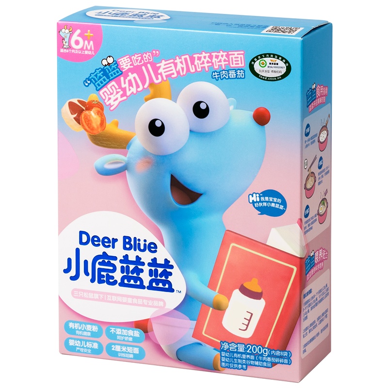 小鹿蓝蓝 有机碎碎面 牛肉番茄200g 宝宝辅食有机粒粒面