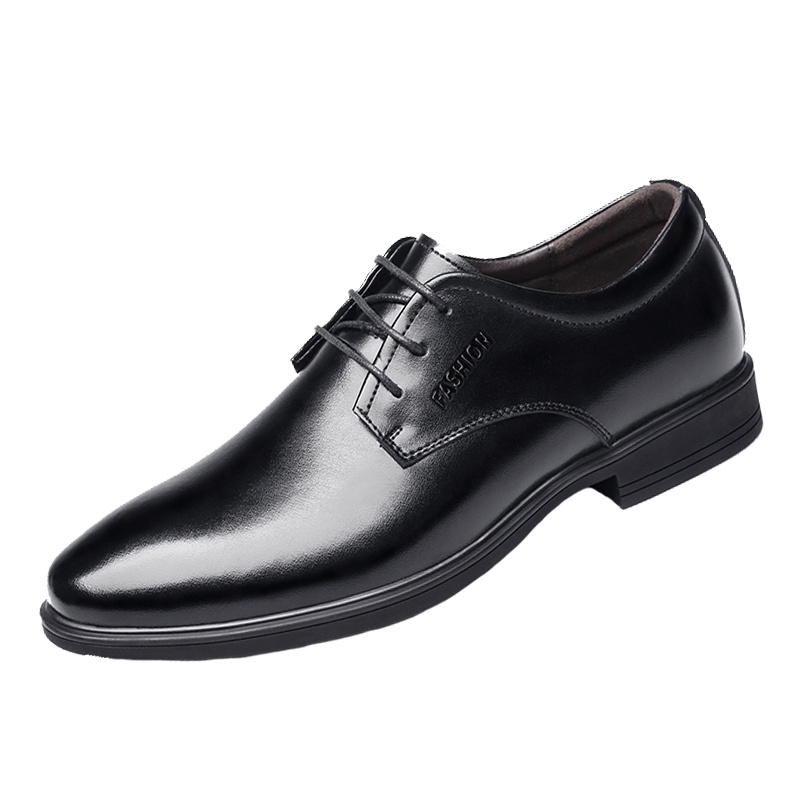 牧伦奴仕(MULUNUSHI)新款休闲皮鞋男士商务正装皮鞋二层牛皮(除牛反绒)休闲鞋男透气牛皮鞋四季英伦男鞋黑36522