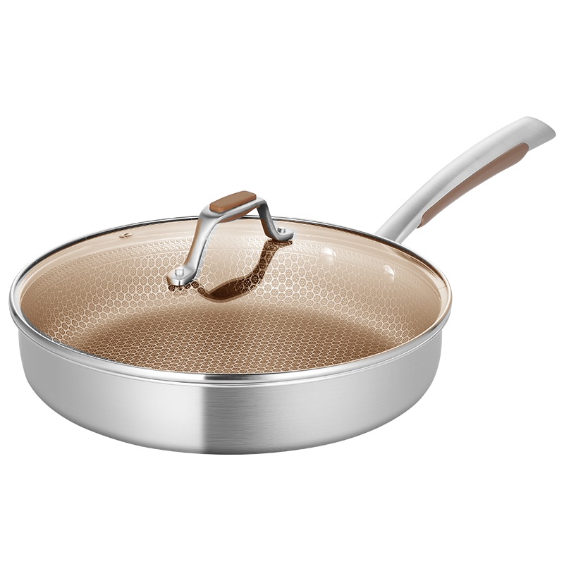 炊大皇(COOKER KING) 煎锅JG26KK可可棕多层钢煎锅牛排煎锅多功能平底煎蛋锅28cm