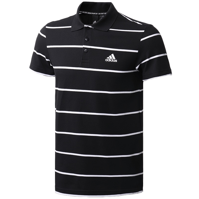 阿迪达斯男服短袖POLO衫条纹翻领休闲运动服FT2836