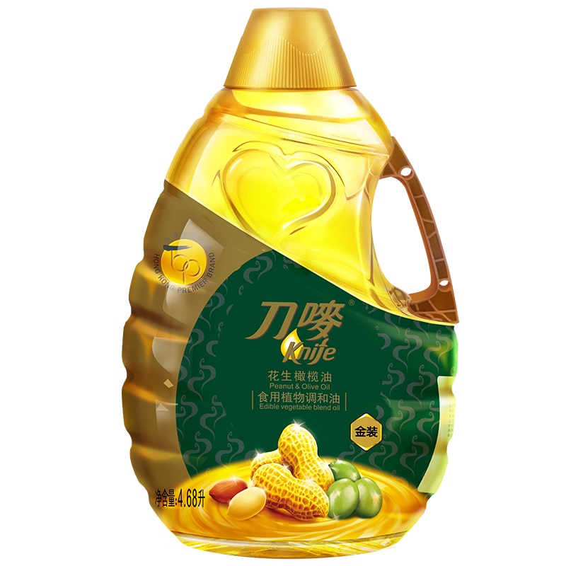 刀唛花生橄榄油4.68L瓶装一级压榨健康植物调和食用油家用新品