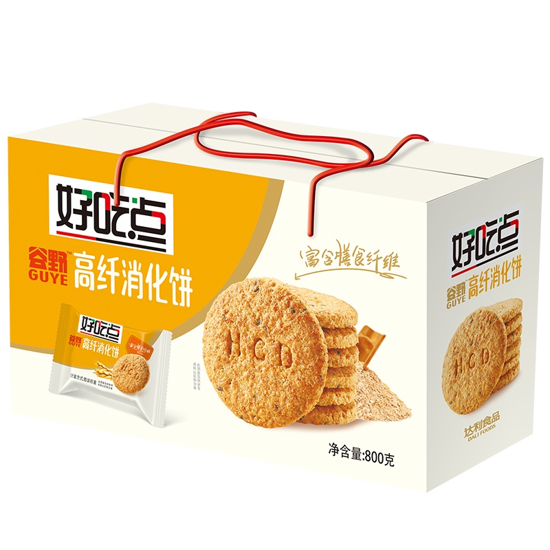 达利园 好吃点 饼干 零食 高纤消化饼800g(饼干礼盒)
