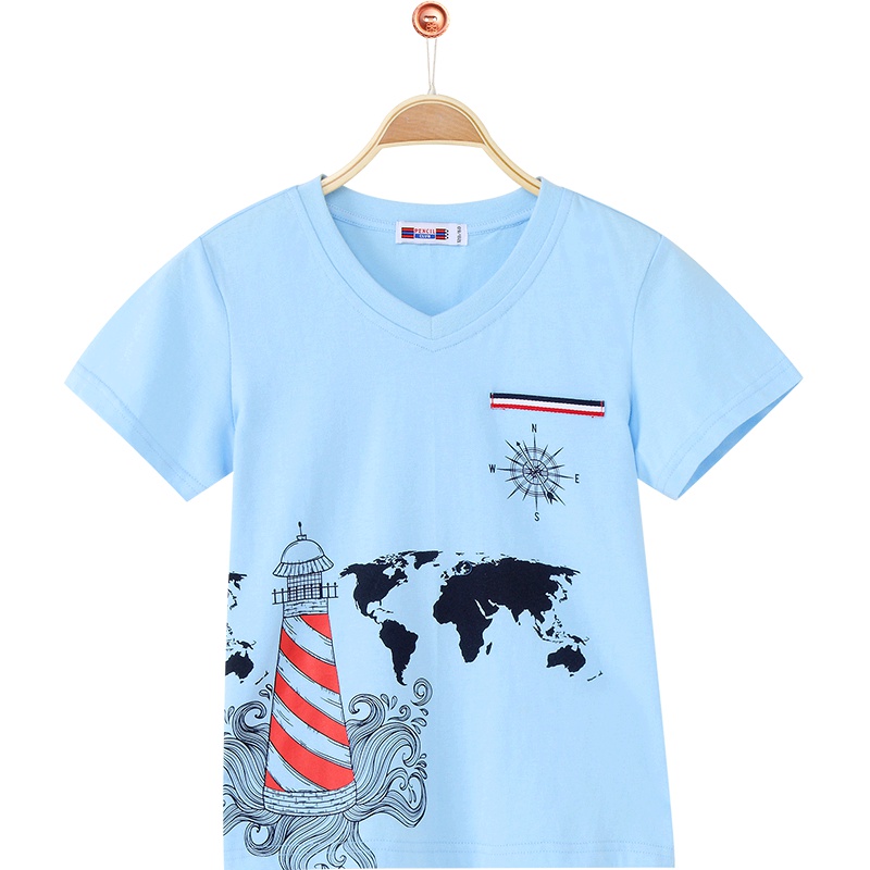 铅笔俱乐部童装2019夏季男童短袖T恤儿童上衣中大童圆领T恤休闲T