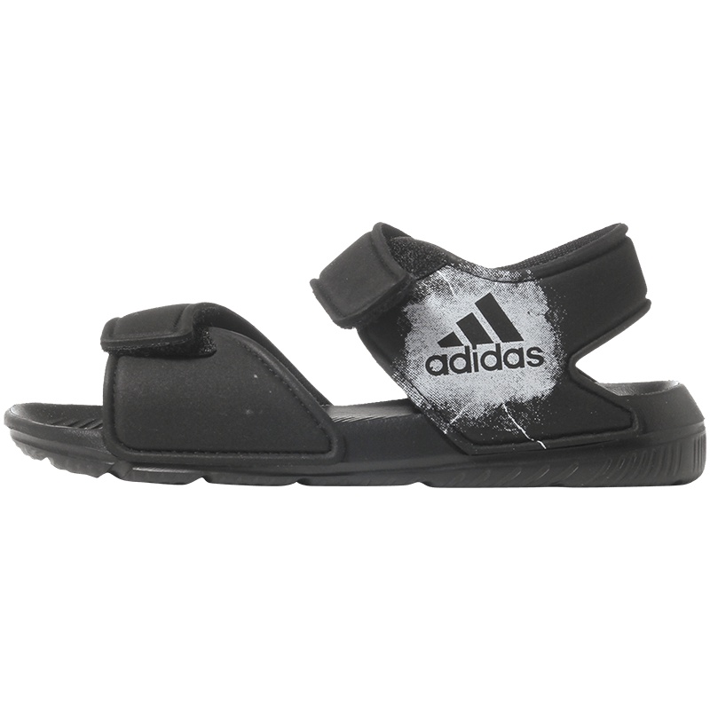 【自营】adidas阿迪达斯童运动鞋男鞋小童4-10岁魔术贴休闲凉鞋BA9288 BA9288一号黑+白+一号黑