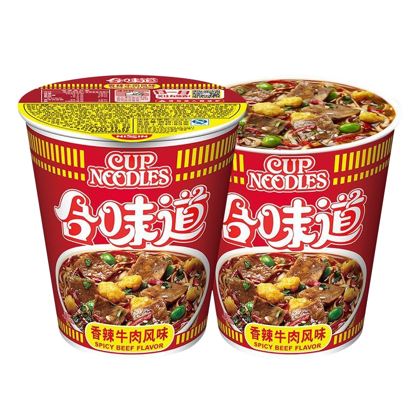 日清(NISSIN) 方便面香辣牛肉风味*1杯组合装杯面泡面快餐面