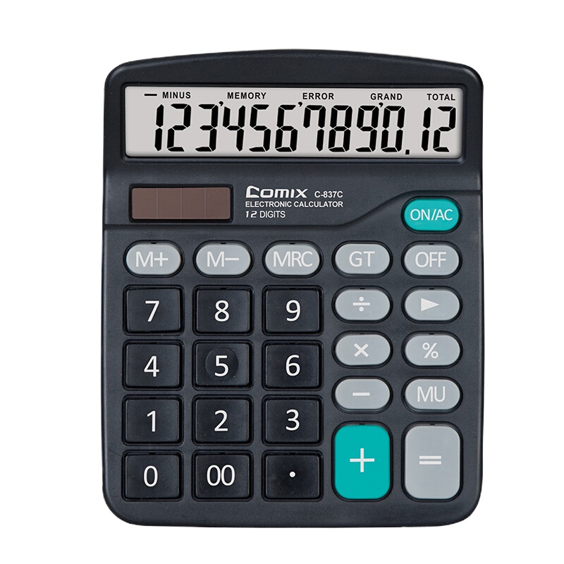 齐心 C-837C 12位普通办公计算器 黑色 10个装（单位：组）