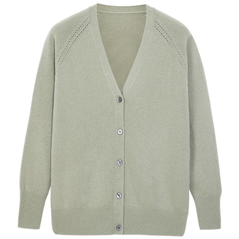 ERDOS 20春夏纯色简约V领侧开叉设计女羊绒开衫针织衫