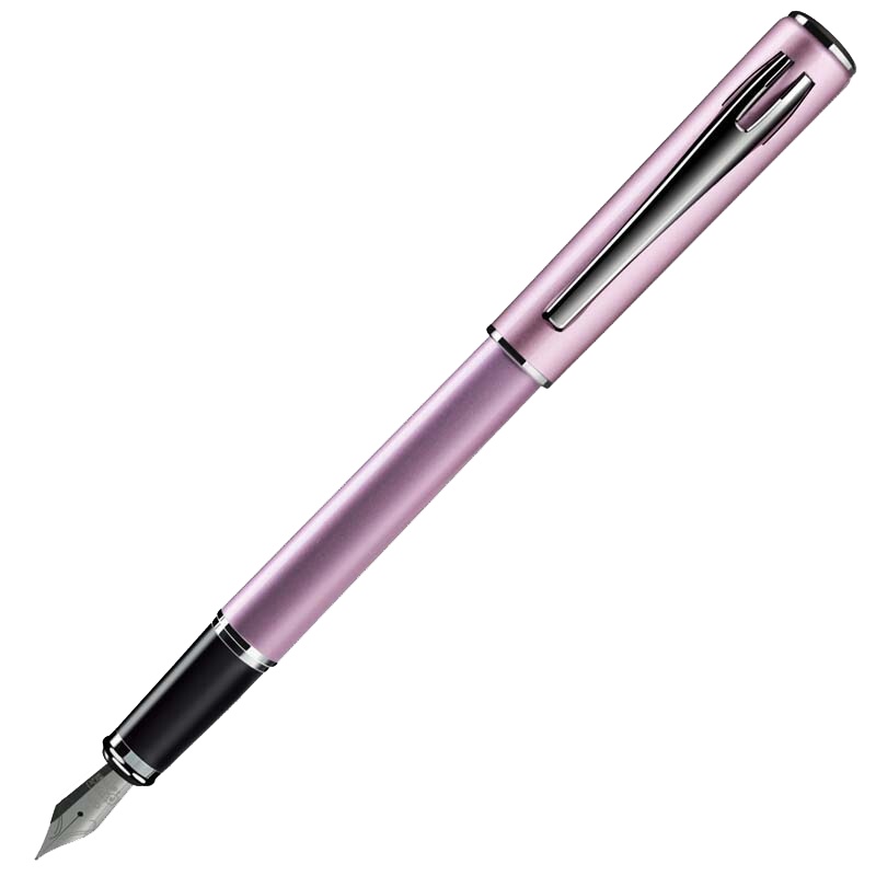 得力(deli)米修斯系列金属质感粉色笔杆银夹钢笔墨水笔 F尖/明尖礼盒装