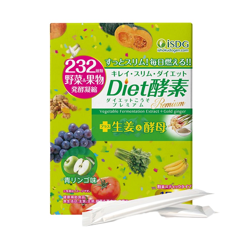 ISDG 日本进口diet酵素粉末孝素232种果蔬发酵 青苹果味 15支装