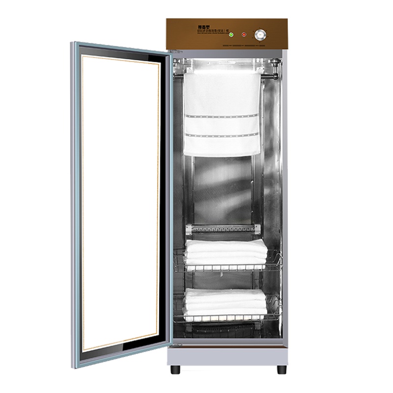 而派398L土豪金彩钢面板 低温红外线加热毛巾消毒柜 单门立式家用商用紫外线臭氧杀菌消毒 美容院毛巾柜 机械旋钮定时开关