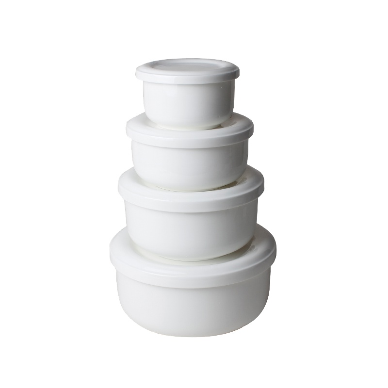 唐山润家骨瓷碗 陶瓷碗 带盖碗 泡面碗 微波炉碗6英寸骨瓷碗骨质瓷保鲜碗大号