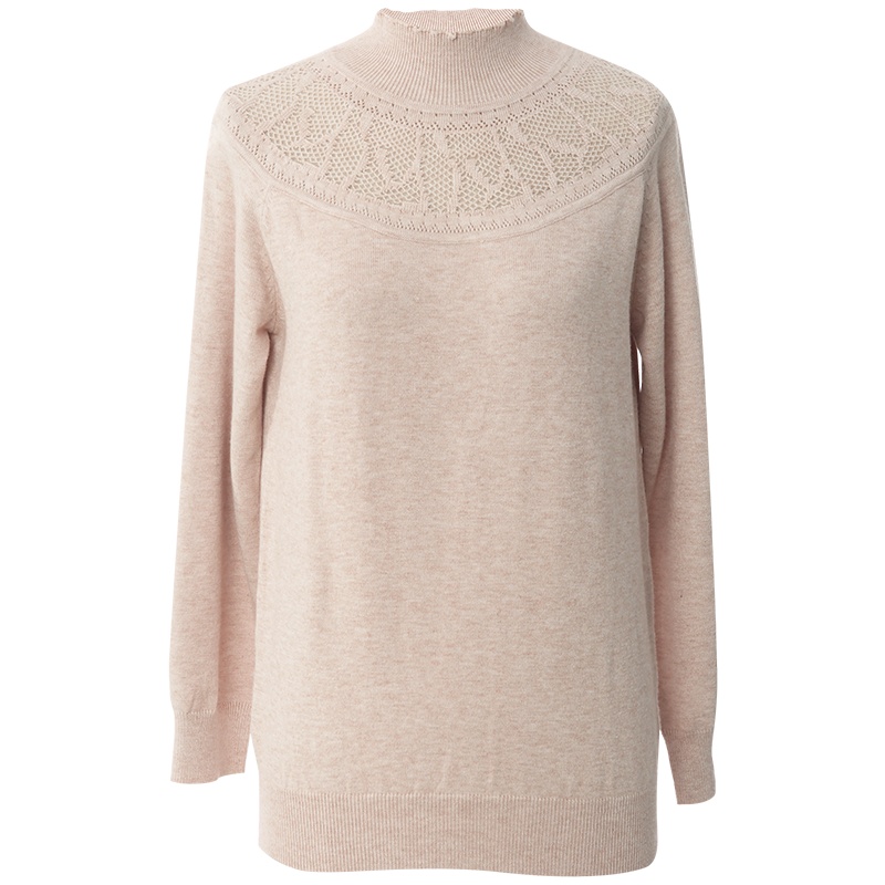 OUNIXUE欧昵雪 | [温柔风镂空宽松毛衣]秋冬季半高领内搭长袖打底针织衫女