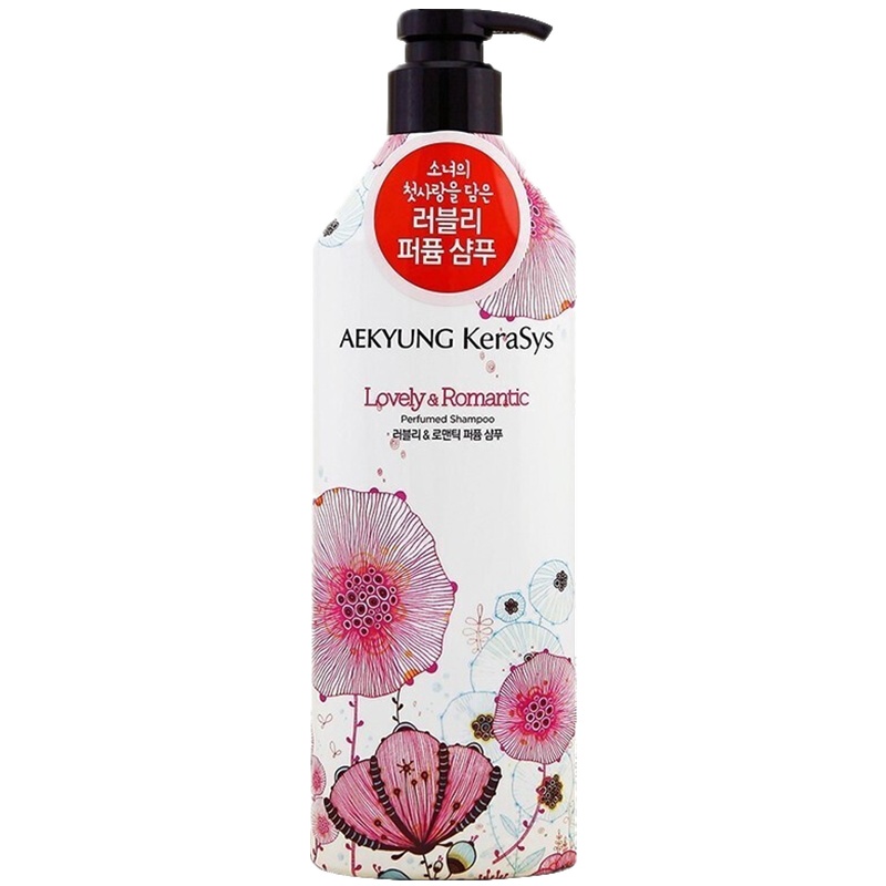 Aekyung韩国爱敬无硅油洗发水 清爽控油去屑止痒防脱持久留香花香无硅油 绿色香水洗发水 600ml