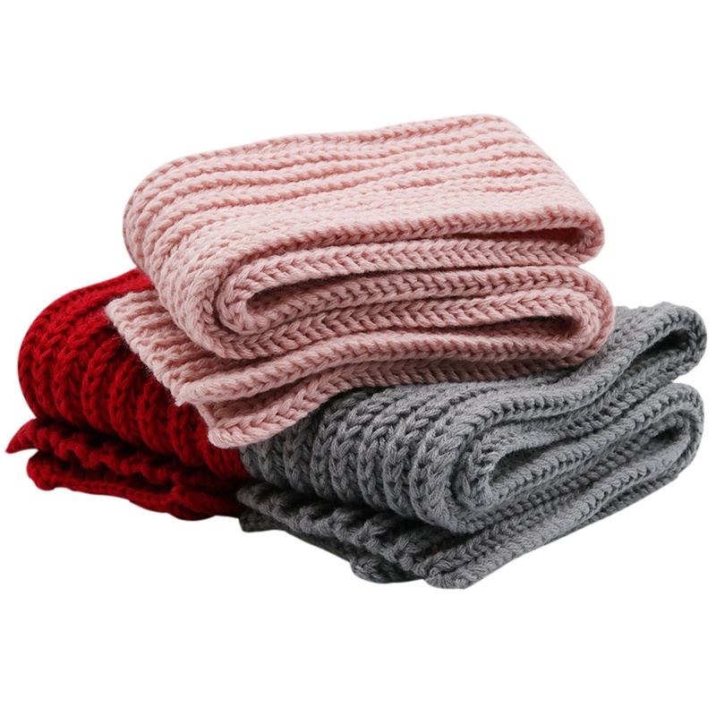 巴布豆配饰儿童围巾韩版柔软厚实保暖毛线针织小围巾冬天百搭纯色短款围脖两用女细窄