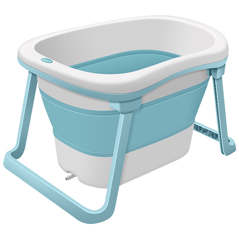 世纪宝贝(babyhood)婴儿童洗澡盆游泳桶可坐躺折叠浴盆婴儿用品宝宝泡澡家用蒂尼折叠浴桶 BH-319 蓝色