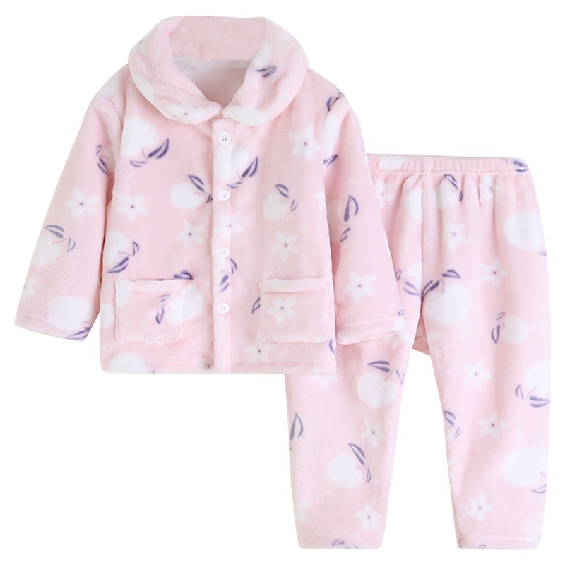 南极人儿童睡衣加绒家居服男宝宝秋冬女童法兰绒秋衣裤