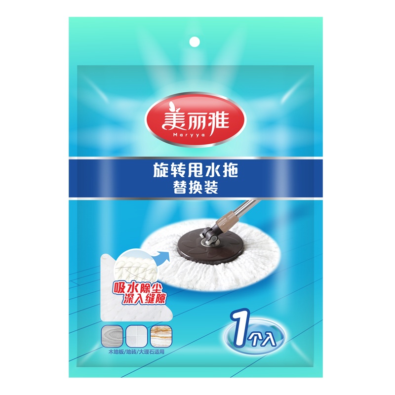 美丽雅 家用旋转拖把替换装干湿两用吸水性好旋转甩水拖把备件 1个入