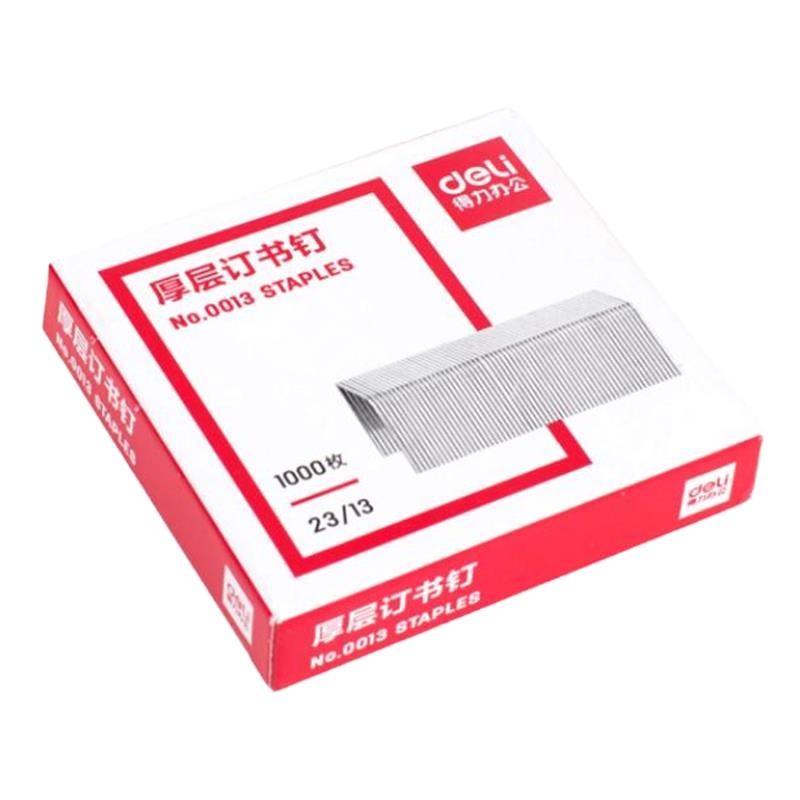 得力 Deli No.0013 13#厚层订书钉23/13(1000枚/盒)(包装数量 1000枚)