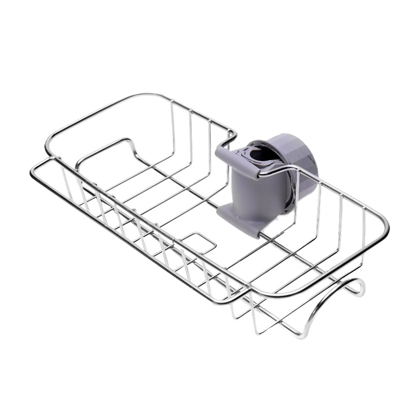 加长水龙头置物架 厨房浴室水龙头多用收纳层架家用不锈钢免打孔抹布海绵刷钢丝球抹布水槽沥水架 科林清