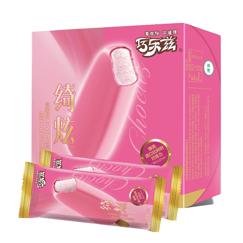 伊利巧乐兹绮炫水蜜桃味巧克力脆层覆盆子酸奶口味冰淇淋325g