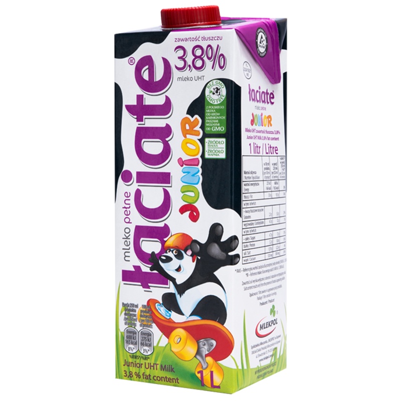 LACIATE全脂纯牛奶 3.8% 1L*12 波兰进口 全脂高钙 学生牛奶