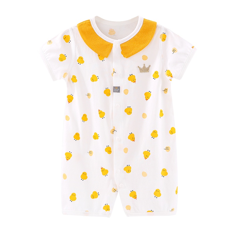 Aengbay 婴幼儿夏装薄款短袖爬服宝宝连体衣外出衣抱衣可爱超萌女