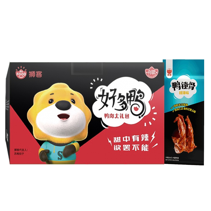 狮客【苏宁自主品牌】甜辣鸭锁骨鸭肉零食500g 鸭肉即食甜辣卤味