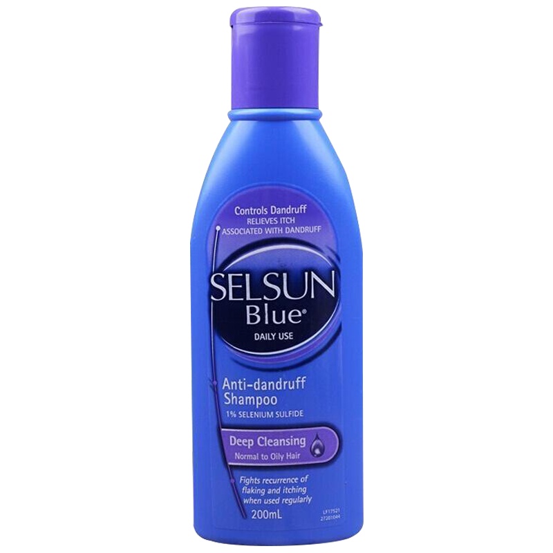 Selsun Blue 去屑止痒洗发水-深层清洁型 200ml 控油止痒(紫盖)各种发质 成人