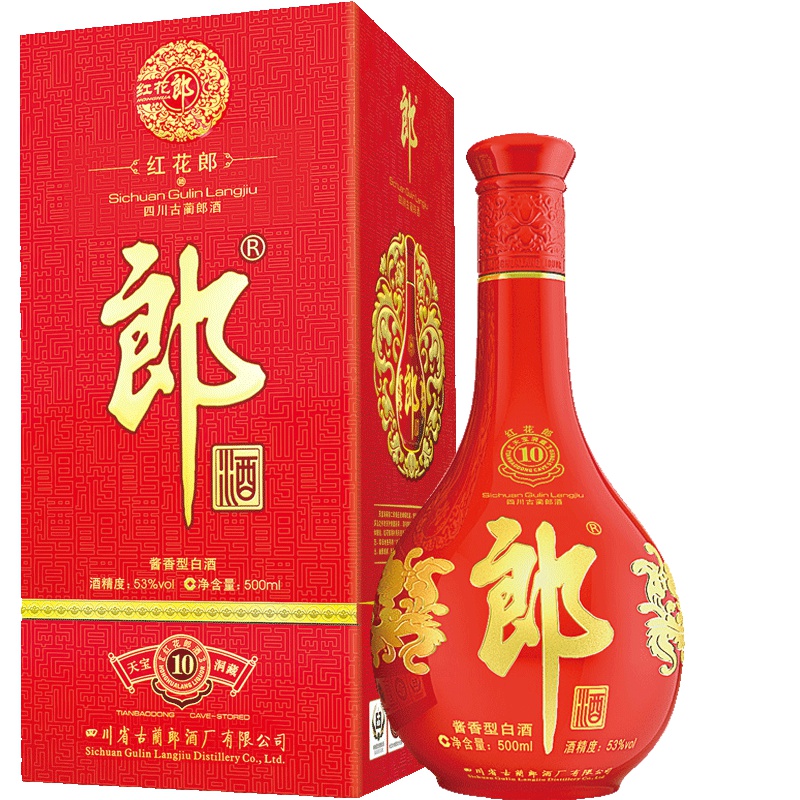 郎 郎酒 53度 红花郎 十 500ml 酱香型白酒