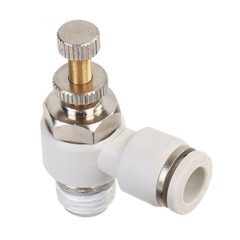冰禹 SNll-13 快速调节单向L型节流阀快插 外螺纹气动调速阀接头 白色精品接头 SL6-02 1个