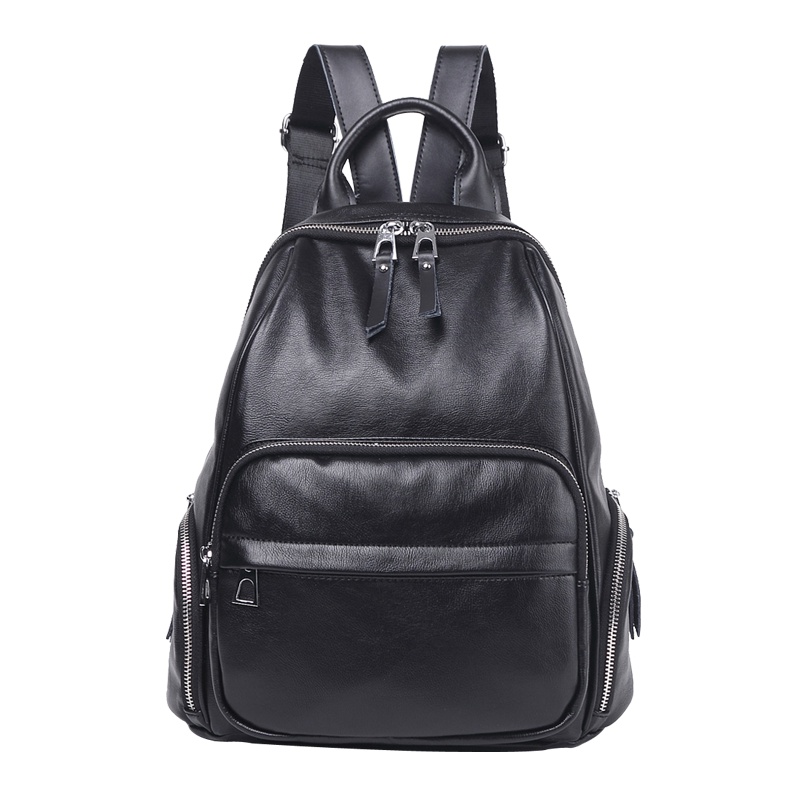 royalmaine包包女2018新款真皮大容量简约百搭背包时尚2019韩版双肩包