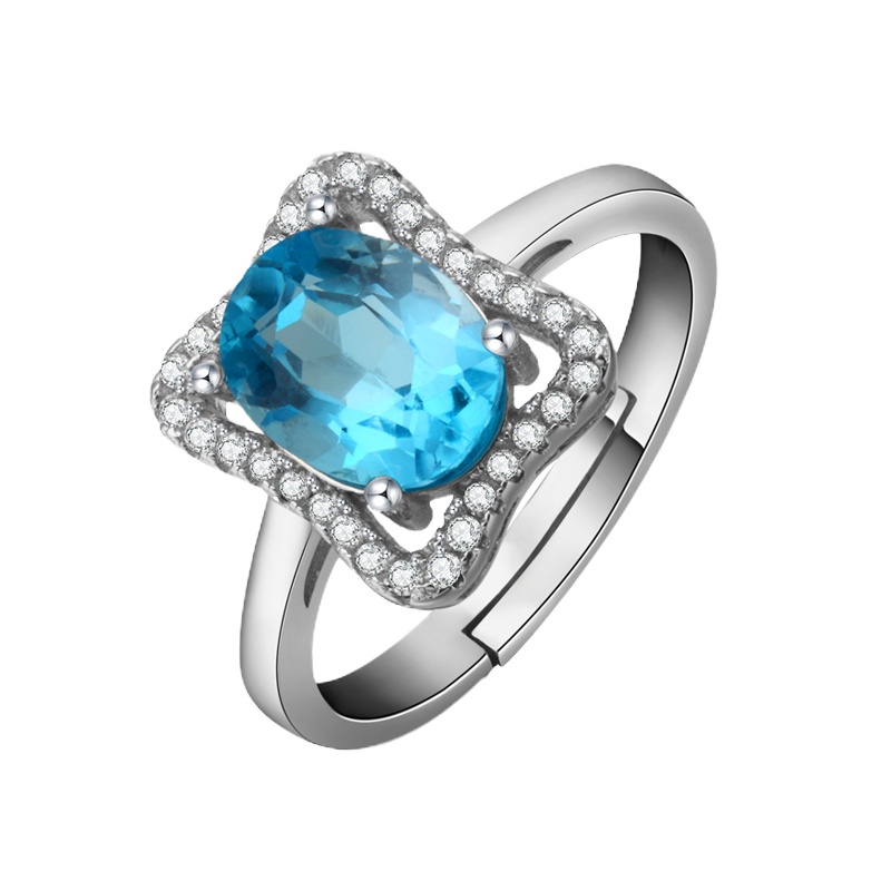 BF璀尚珠宝 情愫 2.2克拉托帕石女士活口银戒指 C0062