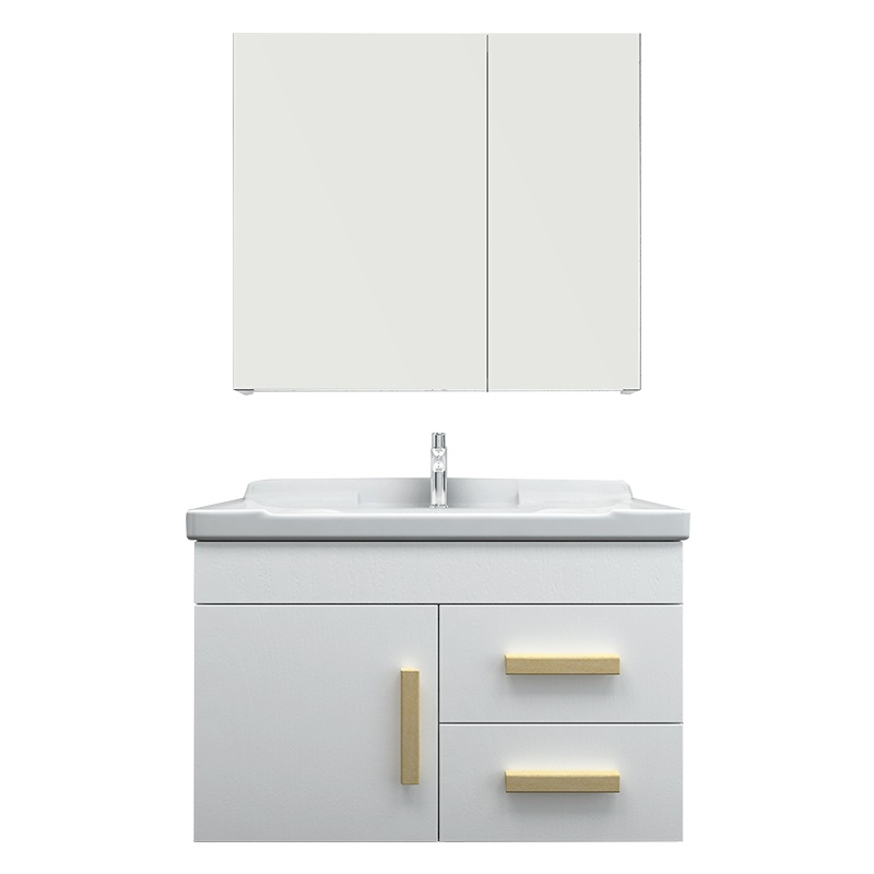 四季沐歌现代简约浴室柜卫生间实木脸盆柜洗手盆柜组合洗漱台