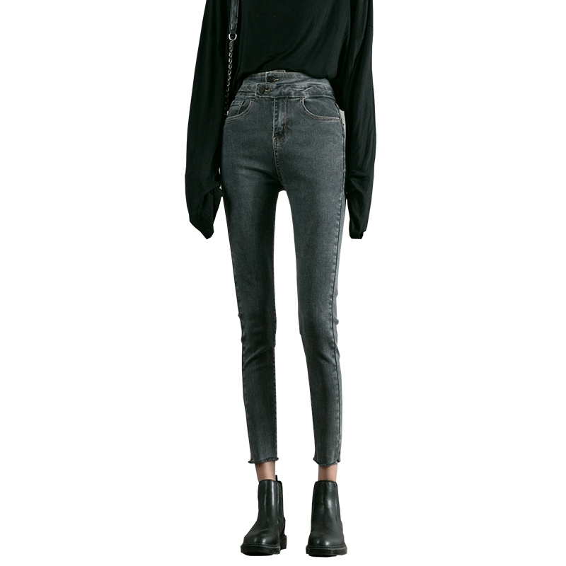 天淳尔春款 弹力九分小脚毛边牛仔裤TJ-502