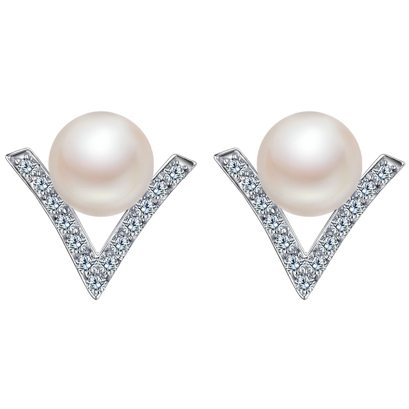 佰色传情（BRIR）明星同款时尚气质S925纯银耳钉淡水珍珠耳饰韩国时尚百搭通勤耳环