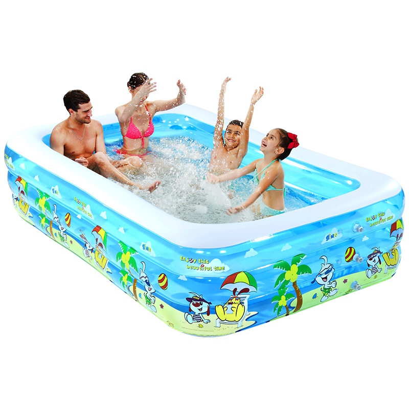 诺澳儿童充气游泳池家用室内婴儿宝宝洗澡盆家庭超大型海洋球池加厚户外大号成人戏水池120*90*36泡底二环-基本