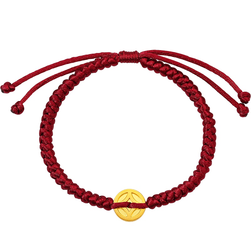 周大生黄金手绳启福系列招纳福古法金钱币手绳手链手镯手饰