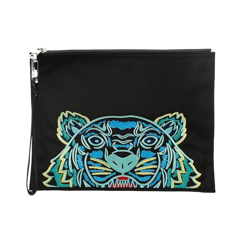 香港直邮 KENZO高田贤三 黑色A4徽标手拿包男士