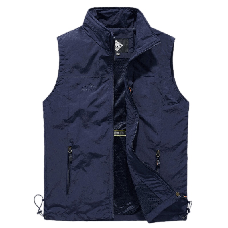 JEEP SPIRIT吉普马甲男2021秋冬新品商务休闲青年大码男士户外钓鱼立领开衫马甲