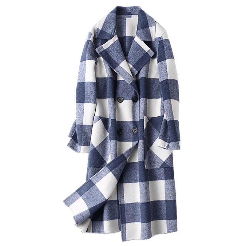 憨厚皇后春季新款双面毛呢长款外套2019女装韩版羊毛呢子休闲大衣