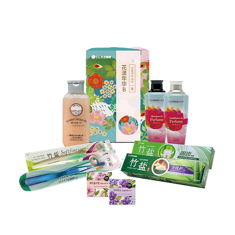LG生活健康 日用品套装花漾年华B(升级款洗发水护发素沐浴露牙膏牙刷香皂)