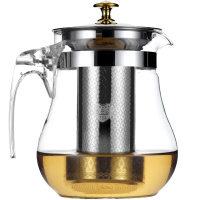 三维工匠玻璃泡茶壶飘逸杯水壶单壶耐热可高温加厚大容量茶水分离家用套装 单壶1000+4直把杯茶具