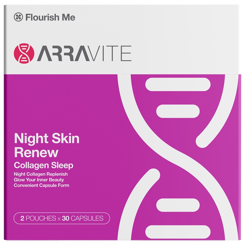 效期23年2月ARRAVITE胶原蛋白晚安夜间胶囊30粒*2袋/盒装 澳洲原装进口 肌肤水润Q弹睡眠香 效期23.2