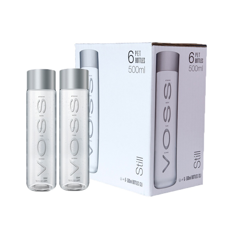 VOSS 芙丝饮用天然泉水(不含气)ST 500ml*6 塑料瓶装 挪威进口饮用水